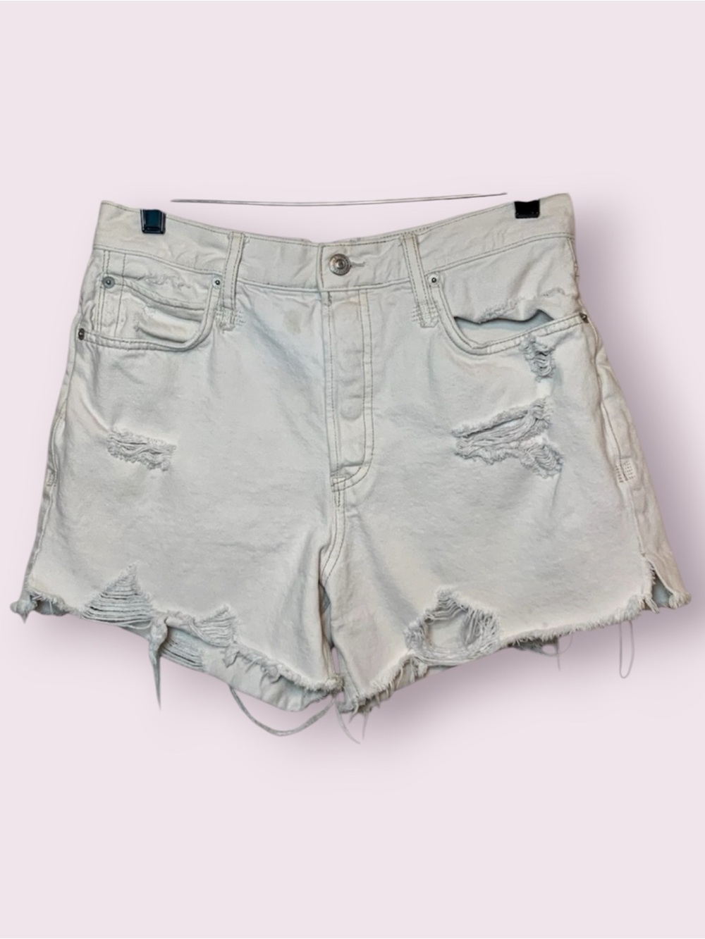 Free People We The Free White Denim Jean Shorts Distressed Size 27